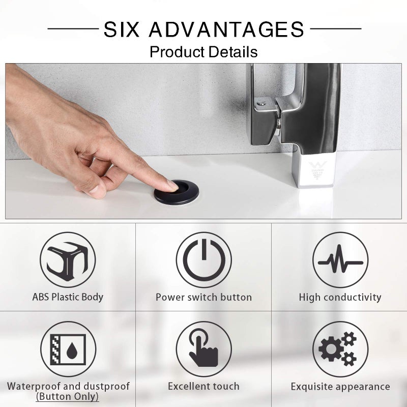 SINKINGDOM Air Activated Switch Button for Sink Garbage Disposal Part, Matte Black - Image 3